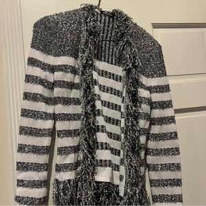 Balmain Black and Silver Textured Knit